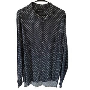 The Kooples Men's Navy Floral Patterned Button Down Shirt